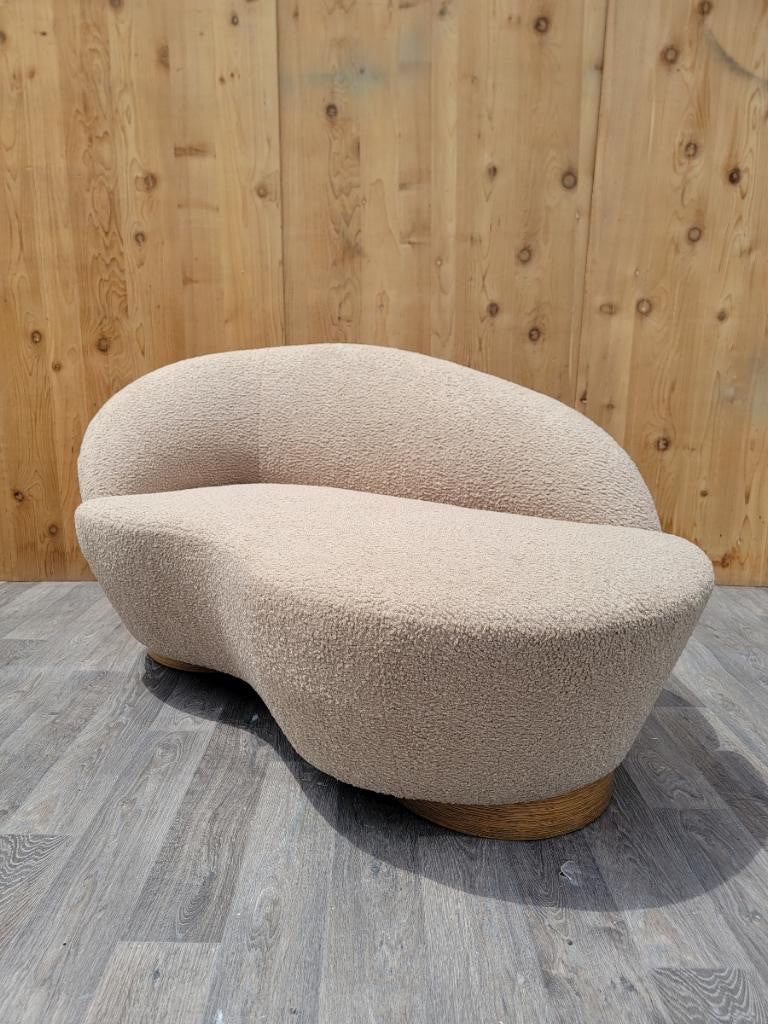 Vintage Modern Vladimir Kagan Style Petite Could Chaise Lounge Newly Upholstered in Beige Boucle