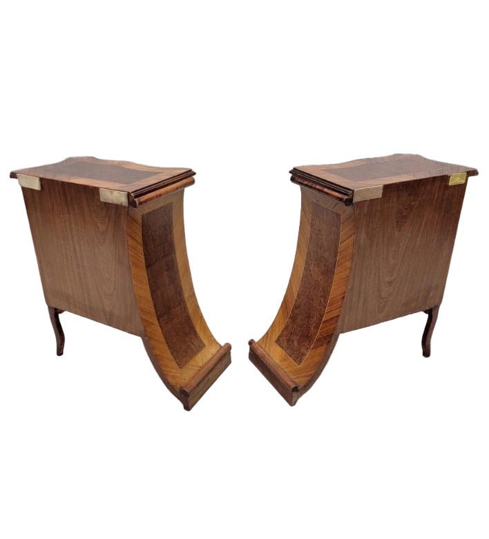 Vintage French Renaissance Revival Flared Legs Side Cabinets - Pair