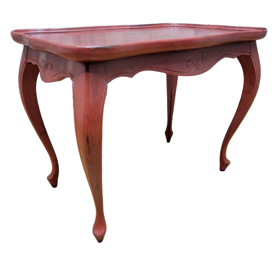 Vintage Red Painted Oak Side Table
