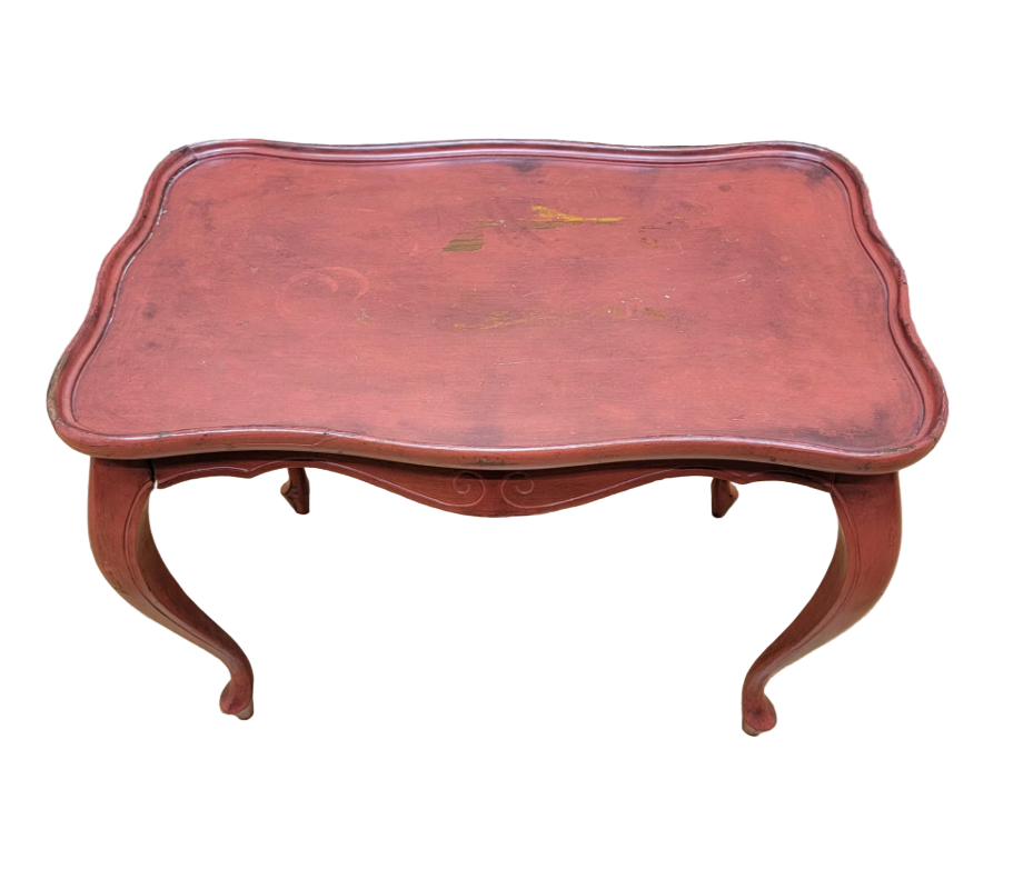 Vintage Red Painted Oak Side Table