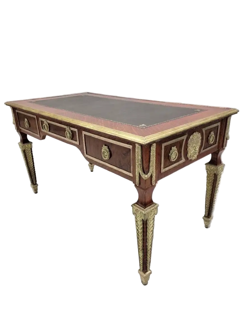 Antique French Napoleon Style Brass Ormolu Mounted Writing Desk