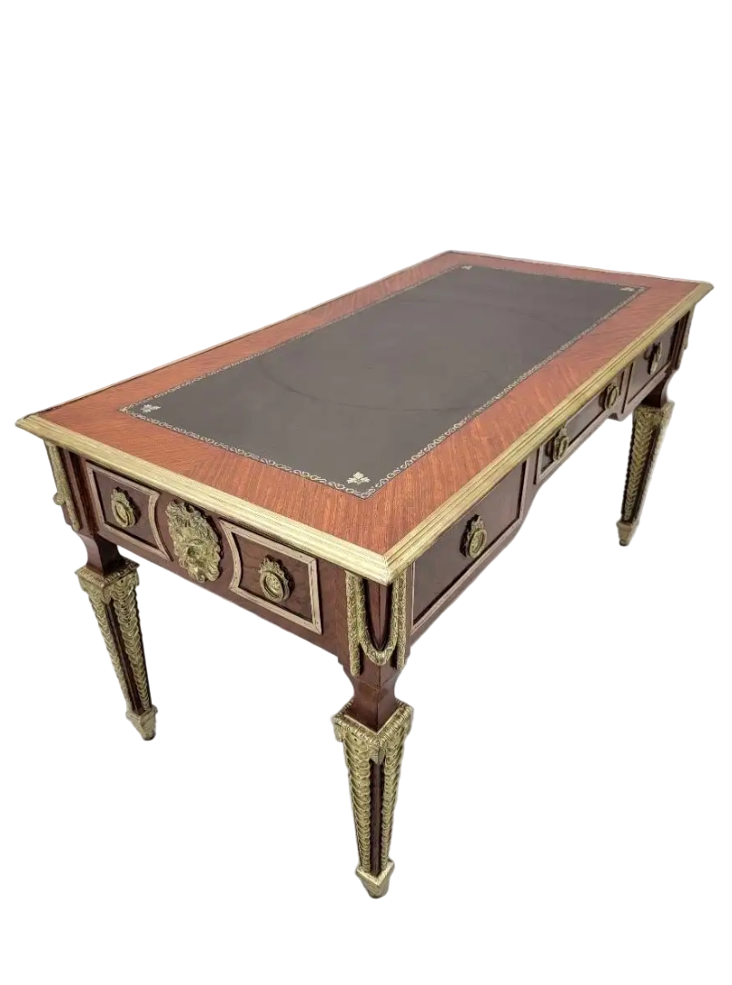 Antique French Napoleon Style Brass Ormolu Mounted Writing Desk