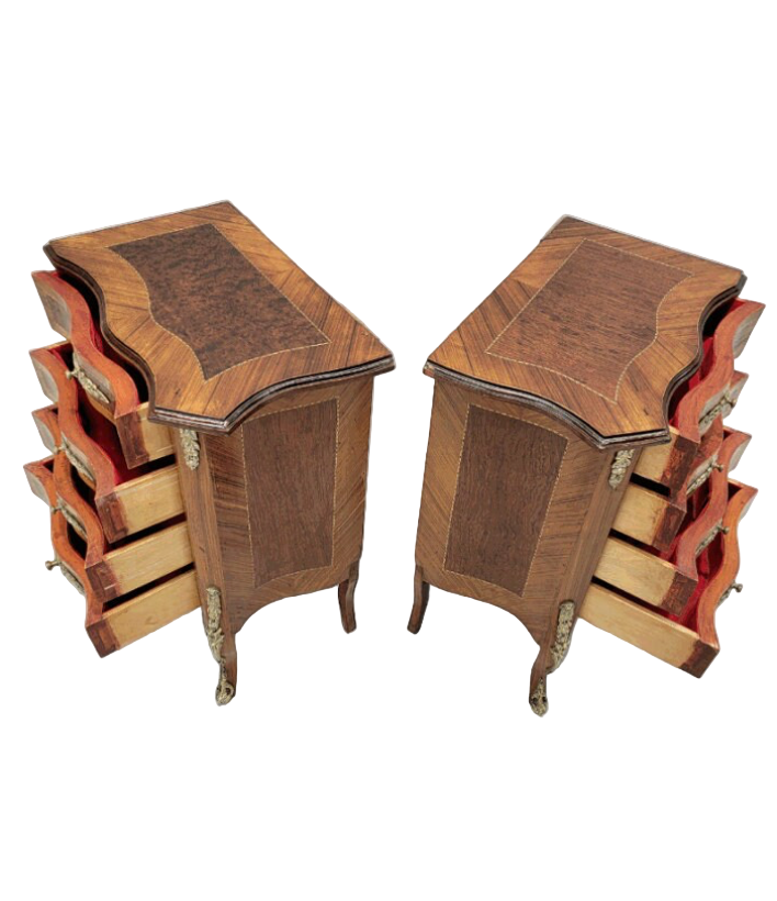 Vintage French Renaissance Revival Flared Legs Side Cabinets - Pair