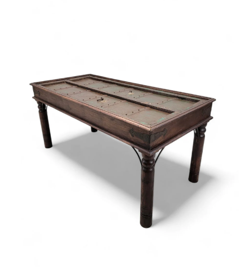 Antique Rustic Table Crafted from Historic Indian Door