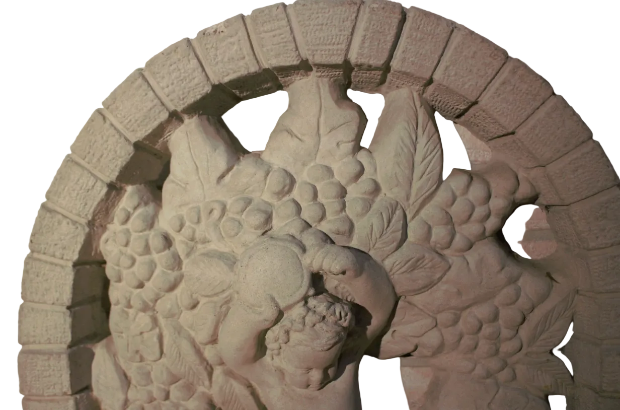 Antique Arched Cherub Wine Harvest Wall Plaque