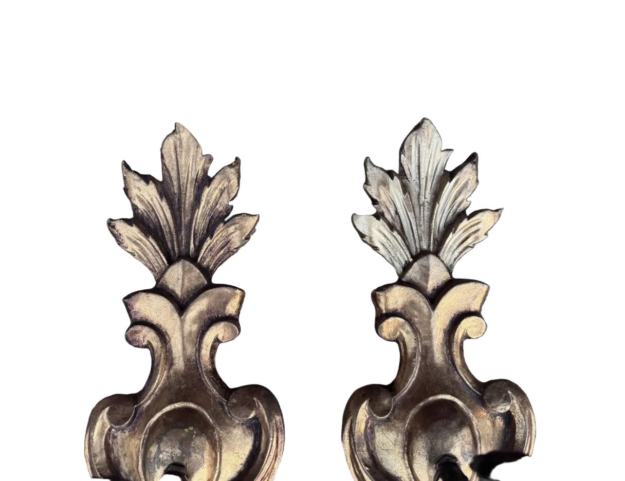 new - Vintage Rococo Italian Carved Sconces - Pair