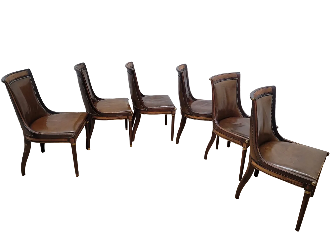 Vintage Neoclassical Style Slipper Dining Chairs by Oxford LTD – 6