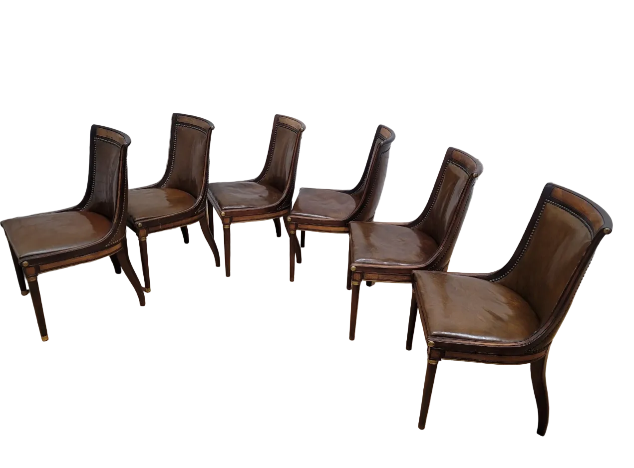 Vintage Neoclassical Style Slipper Dining Chairs by Oxford LTD – 6