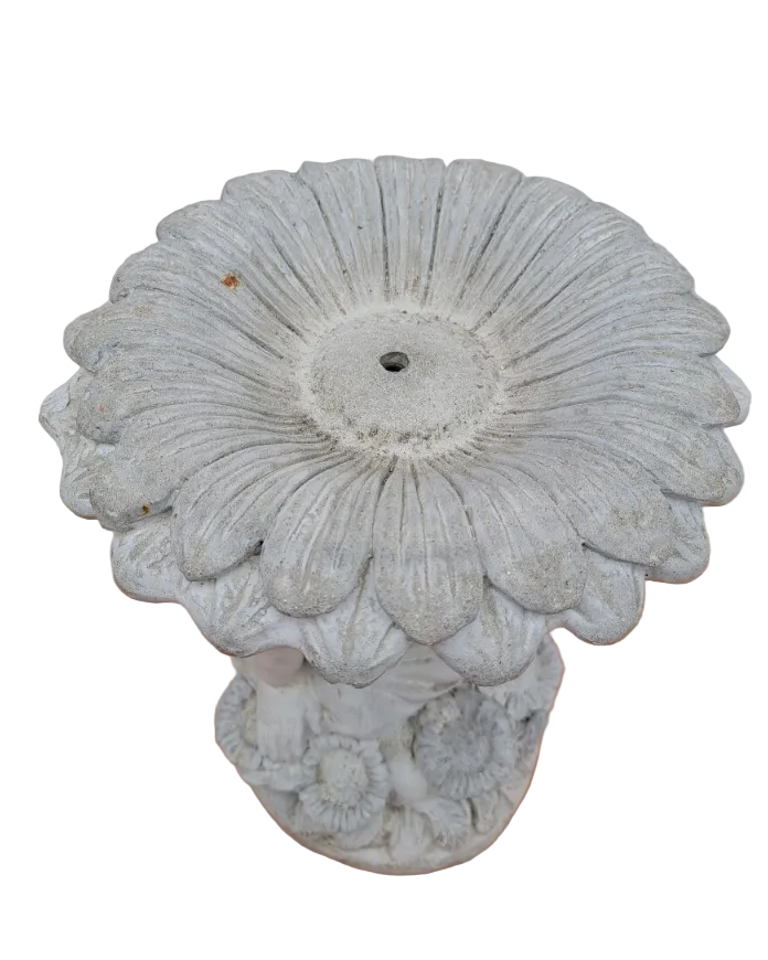 Vintage Figural Birdbath with Child & Sunflower
