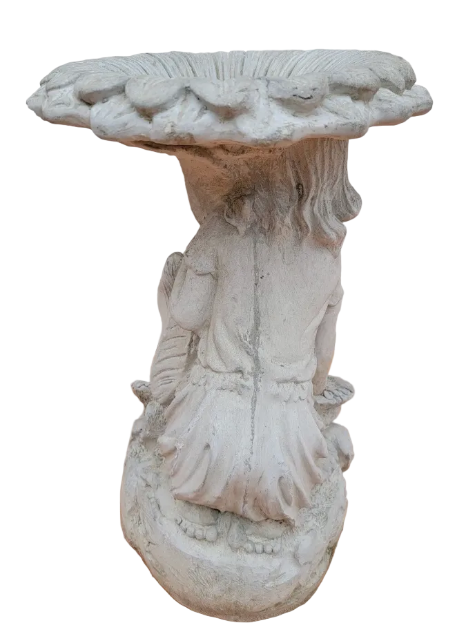 Vintage Figural Birdbath with Child & Sunflower