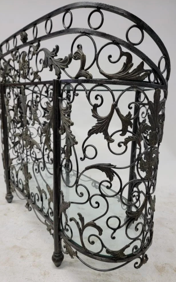 Hollywood Regency Style Wrought Iron Console Table