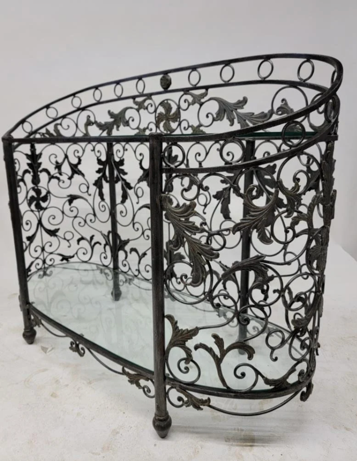 Hollywood Regency Style Wrought Iron Console Table