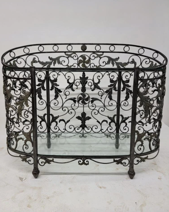 Hollywood Regency Style Wrought Iron Console Table