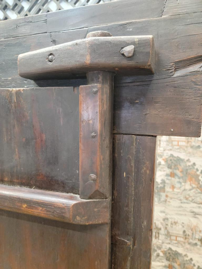 Antique Shanxi Province Hand Carved Elmwood Door