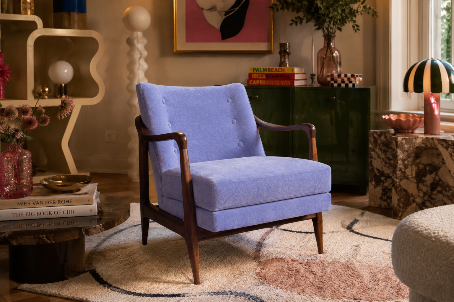 MCM Sculptural Accent Chair Newly Reupholstered