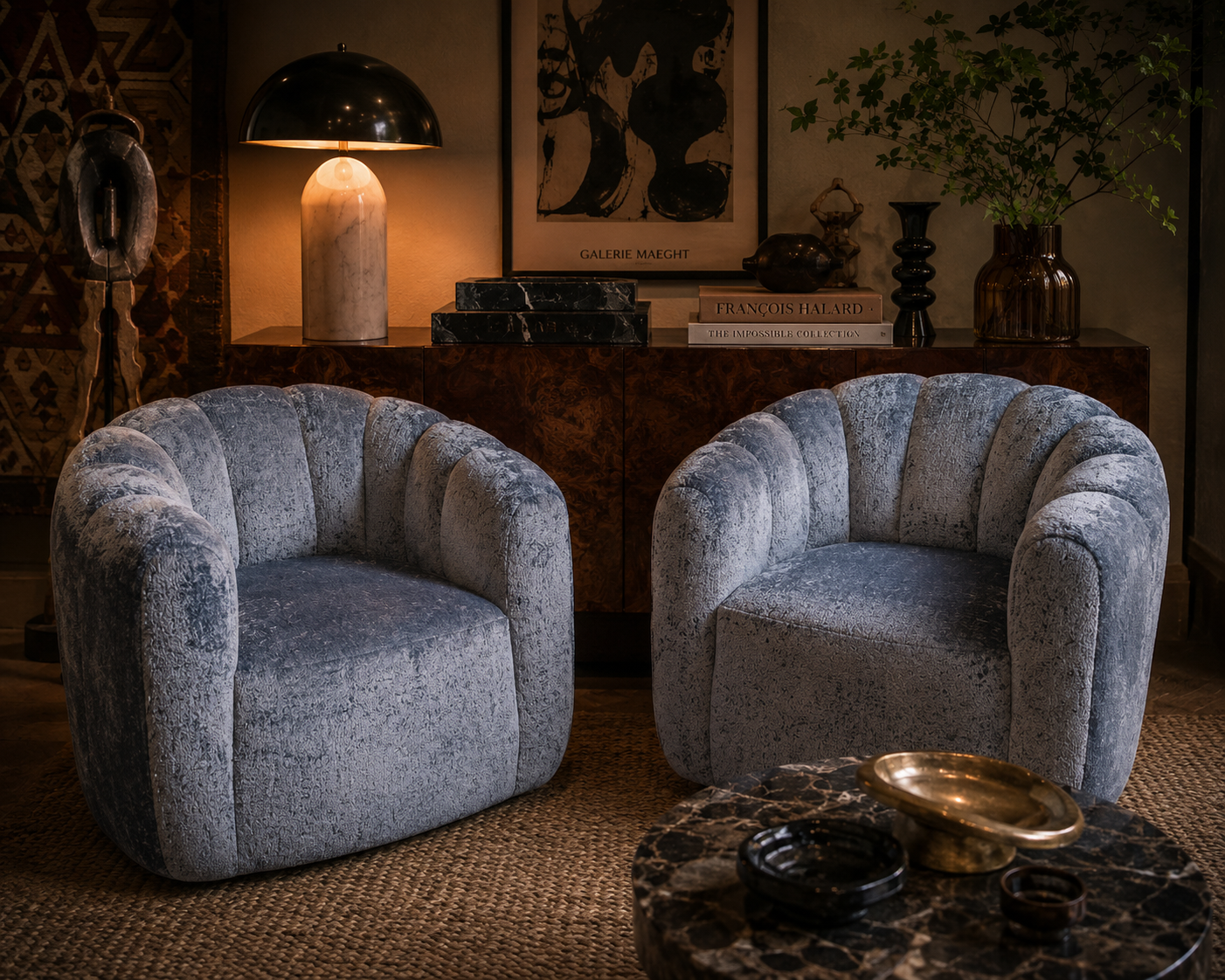 MCM Channel Back Swivel Lounge Chairs Newly Reupholstered