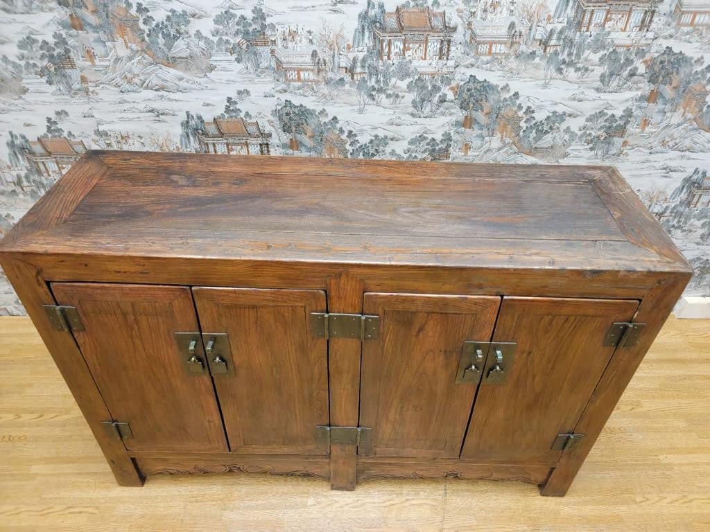 Antique Shanxi Province Elmwood with Natural Patina and Lacquer Chest