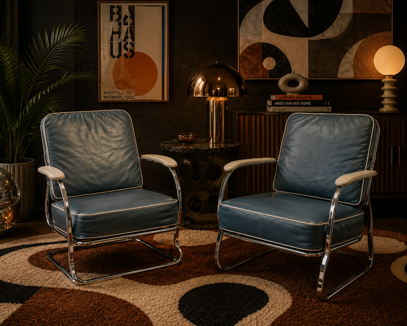 Art Deco KEM Weber Springer Tubular Chairs Newly Reupholstered - Set of 2