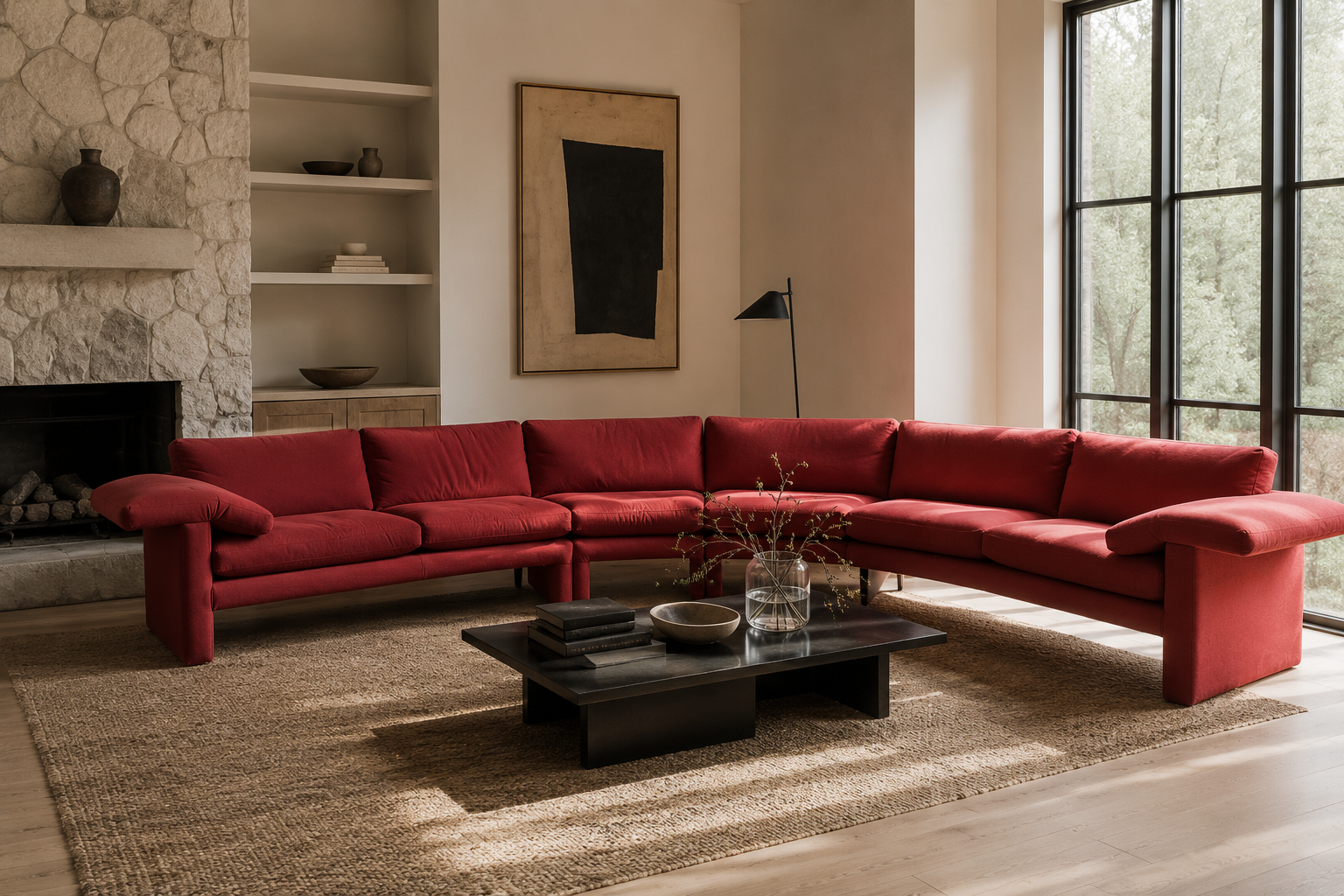 Italian Postmodern Vico Magistretti Style Large 2-Piece Sectional Sofa
