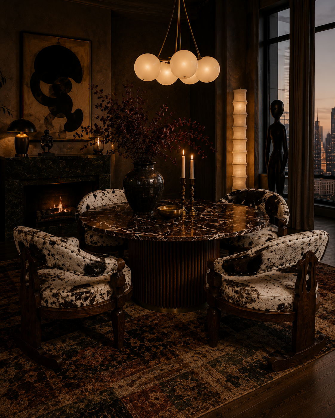 Modern Asian Inspired Dining Chairs Newly Reupholstered - 4