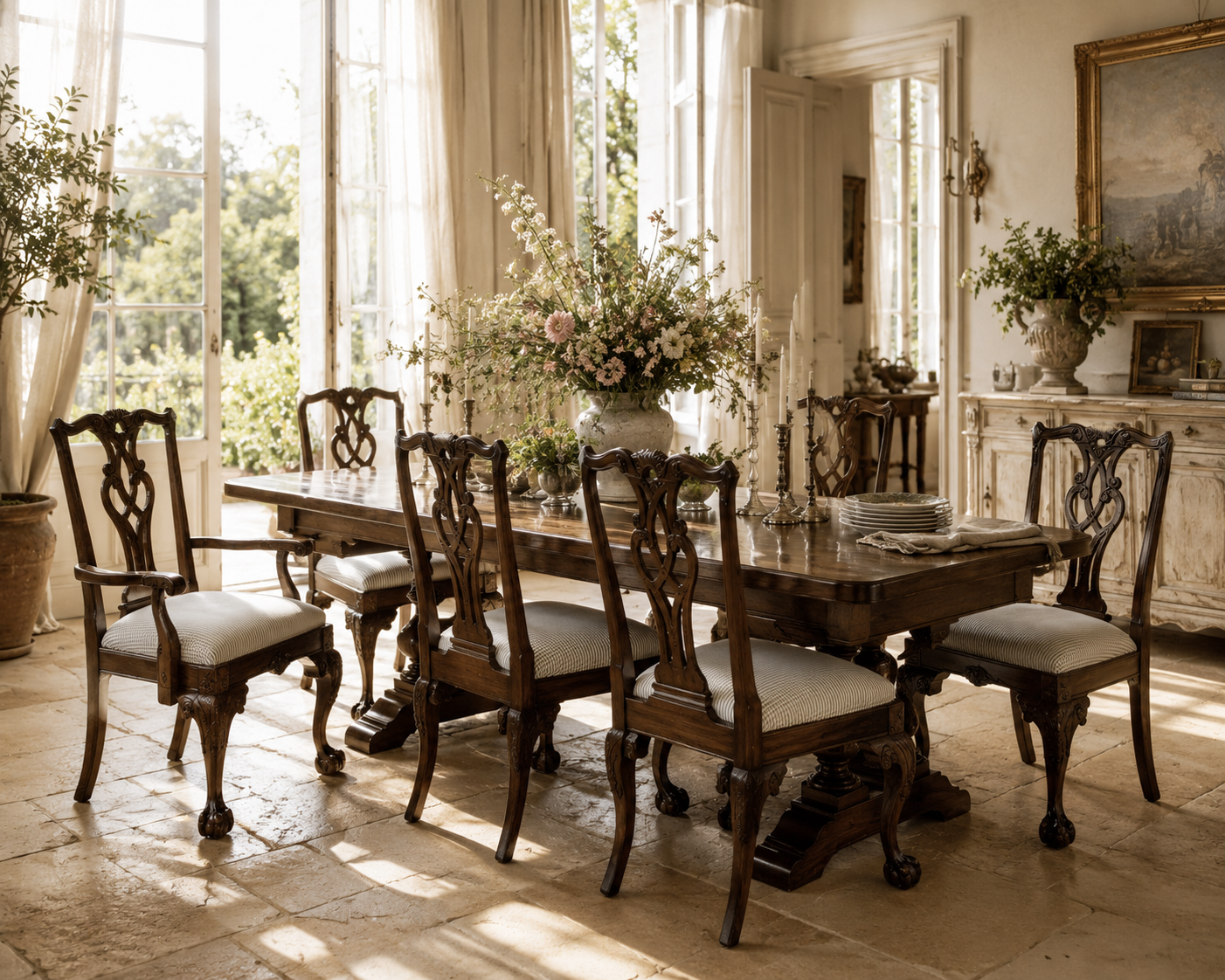 Vintage Chippendale Style Dining Chairs by Henredon  - 6