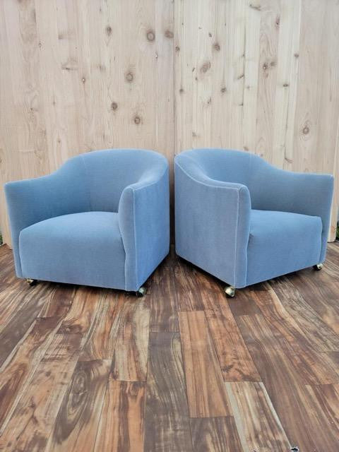 Mid Century Modern Barrel Back Club Chairs by Kroehler Newly Upholstered  - Pair