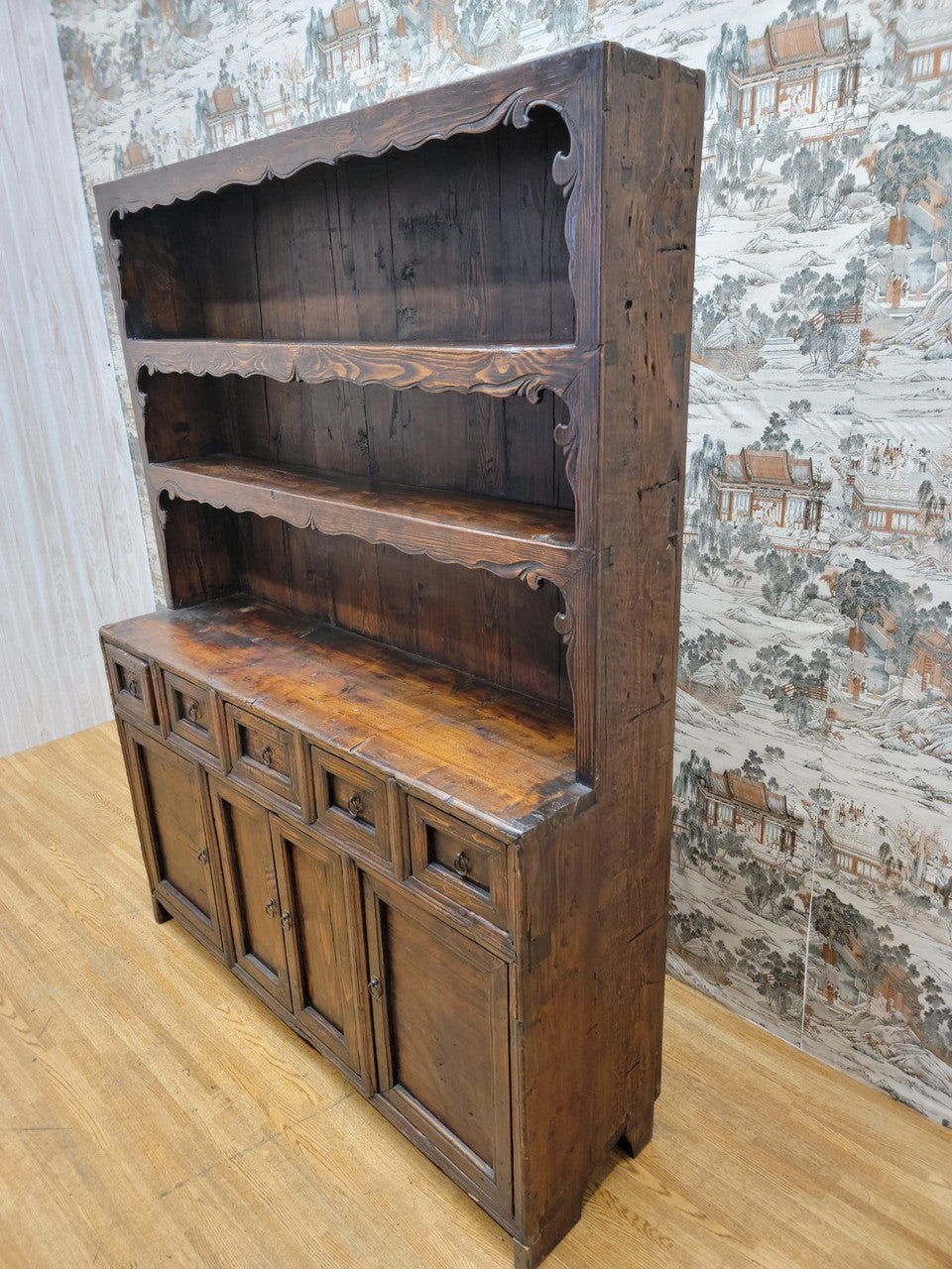 Antique Shanxi Province Elmwood Ornate Display Cabinet/Hutch