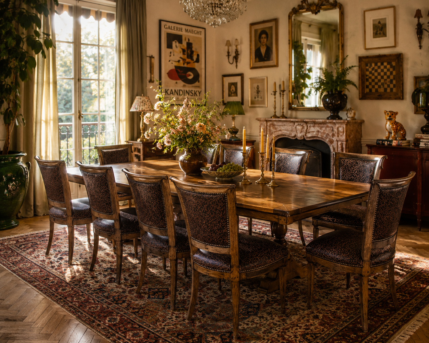 Vintage English Regency Style Ash Wood Dining Chairs - Set of 8