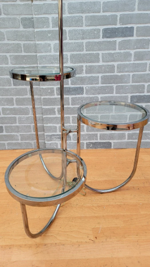 Vintage Mid Century Modern Three Tier Table Floor Lamp Combo