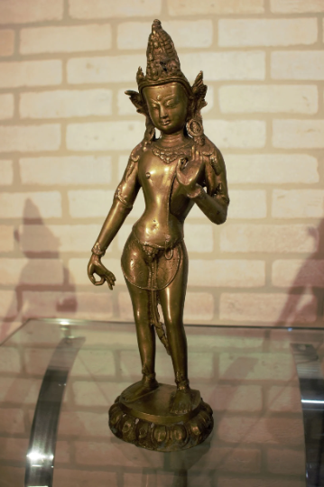 Antique Standing Avalokiteshvara Bronze Statue Traditional Worshipping Buddhism Nepal