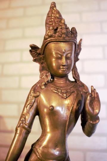 Antique Standing Avalokiteshvara Bronze Statue Traditional Worshipping Buddhism Nepal