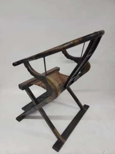 Antique Chinese Huanghuali Horseshoe Back Folding Throne Chair