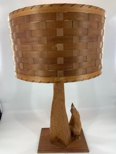 Mid Century Modern Sculptural Cypress Root Table Lamp with Shade