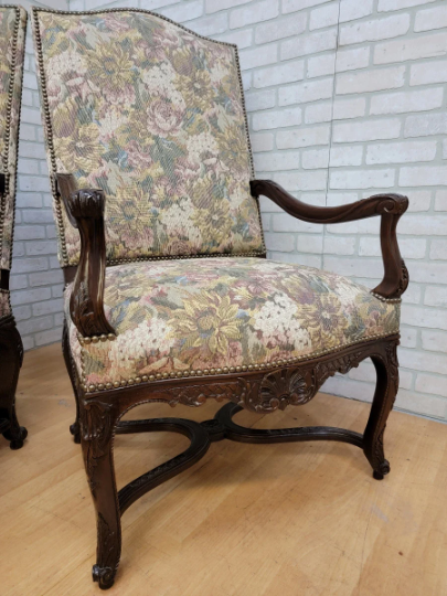 Vintage Drexel Heritage French Provincial Louis XV Style Armchairs - Pair
