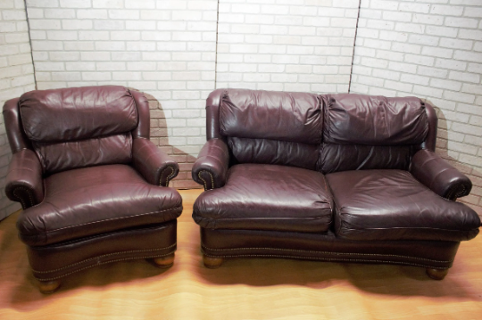 Hancock & Moore Austin Loveseat and Armchair in "Oxblood" Leather - 2 Piece Set