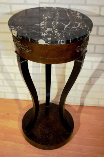 Vintage Pedestal Table with Marble Top