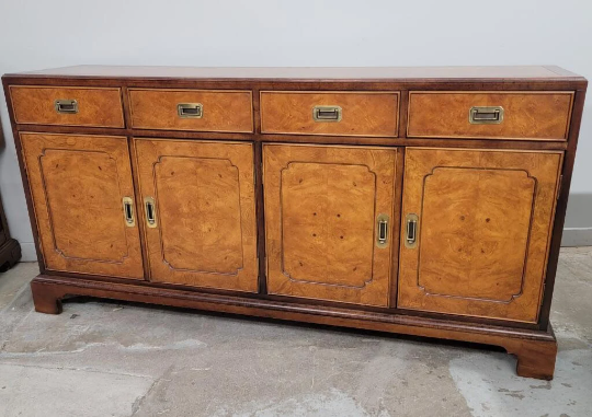 Hollywood Regency Walnut Burl Dresser Sideboard by Ray Sabota for Century Furniture