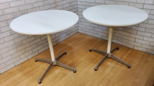Mid Century Modern Herman Miller Off White Round Cocktail Table