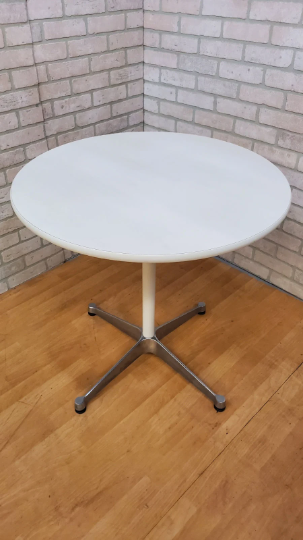 Mid Century Modern Herman Miller Off White Round Cocktail Table