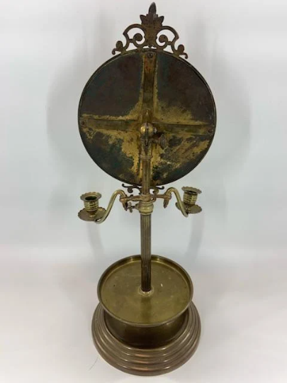 Antique Victorian Gilded Bronze Table Mirror/Candle Holder Sconce Fixture