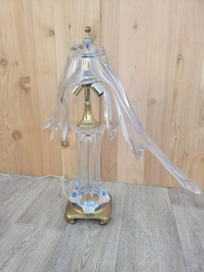 Vintage French Cofrac Art Verrier Freeform Crystal Table Lamp