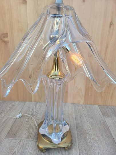 Vintage French Cofrac Art Verrier Freeform Crystal Table Lamp