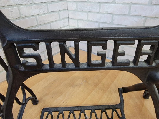 Vintage Industrial Custom Singer Sewing Machine Treadle Table