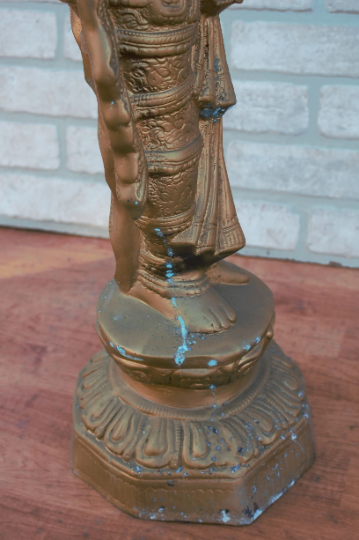 Vintage Bronze Patina "Deep Lady" Lakshmi Welcome Statues - Set of 2