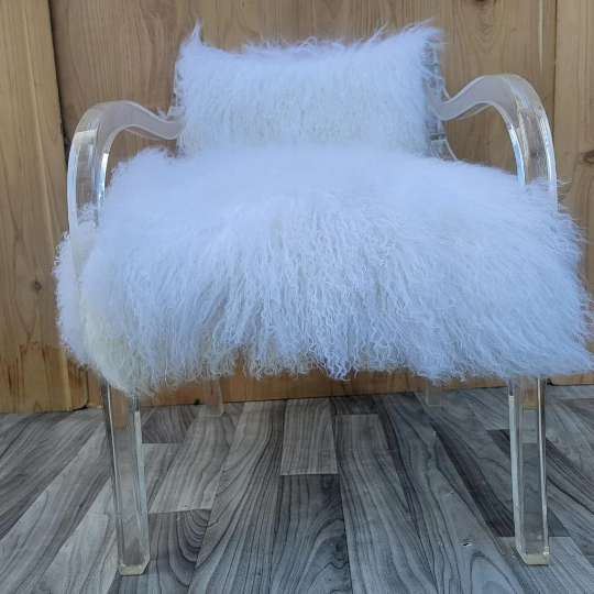 Hollywood Regency Lucite Frame Armchairs Newly Upholstered - Pair