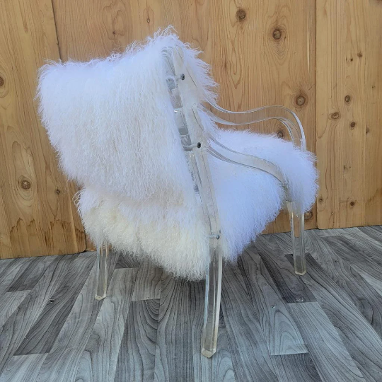 Hollywood Regency Lucite Frame Armchairs Newly Upholstered - Pair