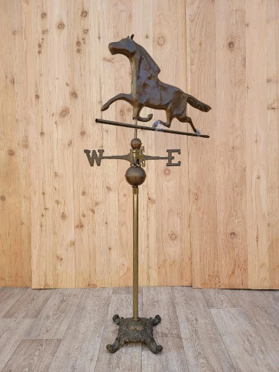 Antique Bronze Horse Weathervane Stand