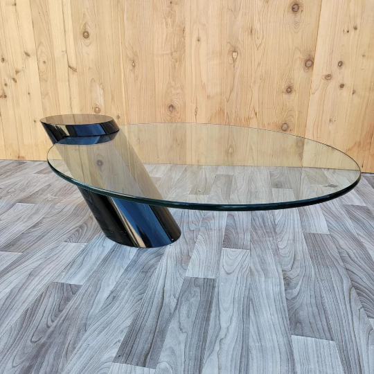 Modern Karl Springer Style Cantilevered Glass Cocktail Table