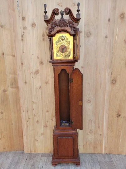 Vintage Traditional Grandmother Tall Floor Case Clock by Banks, Coldstone Co.