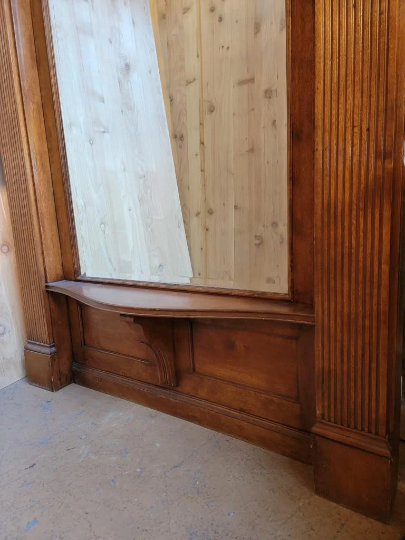 Antique Traditional Fully Restored 19th Hand Carved Ornate Chicago Large Full-Wall Hall Mirror